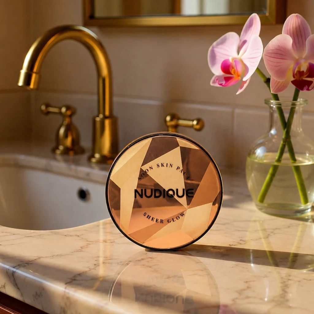 NUDIQUE SOON SKIN SHEER GLOW PACT - נודיק סון סקין - פודריה למראה זוהר בכיסוי קל - גוון 23 בז' טבעי